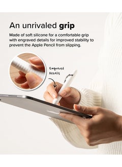 Ringke Silicone Drafting Grip Holder for Apple Pencil Pro / 2nd Gen / 1st Gen / USB-C Case, Soft Anti-Slip Grip Elastic Sleeve Case Cover - White  - Image 3