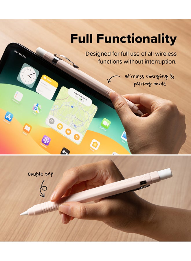 Ringke - Silicone Drafting Grip Holder for Apple Pencil Pro / 2nd Gen / 1st Gen / USB-C Case, Soft Anti-Slip Grip Elastic Sleeve Case Cover - Pink Sand - Image 1