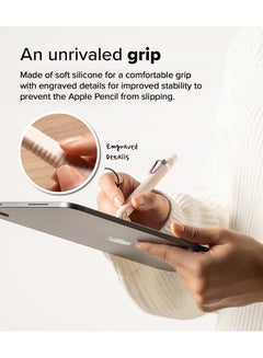 Ringke Silicone Drafting Grip Holder for Apple Pencil Pro / 2nd Gen / 1st Gen / USB-C Case, Soft Anti-Slip Grip Elastic Sleeve Case Cover - Pink Sand  - Image 3