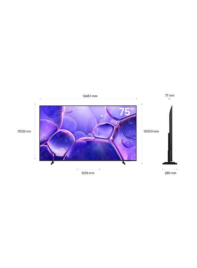 Samsung 75 Inch UHD TV, 4K Upscaling, Secured by Knox, Operating System Tizen, 60Hz, Secured by Knox, Free Contents by TV Plus, Model Year 2025 - UA75U8000FUXSA Black - Image 3