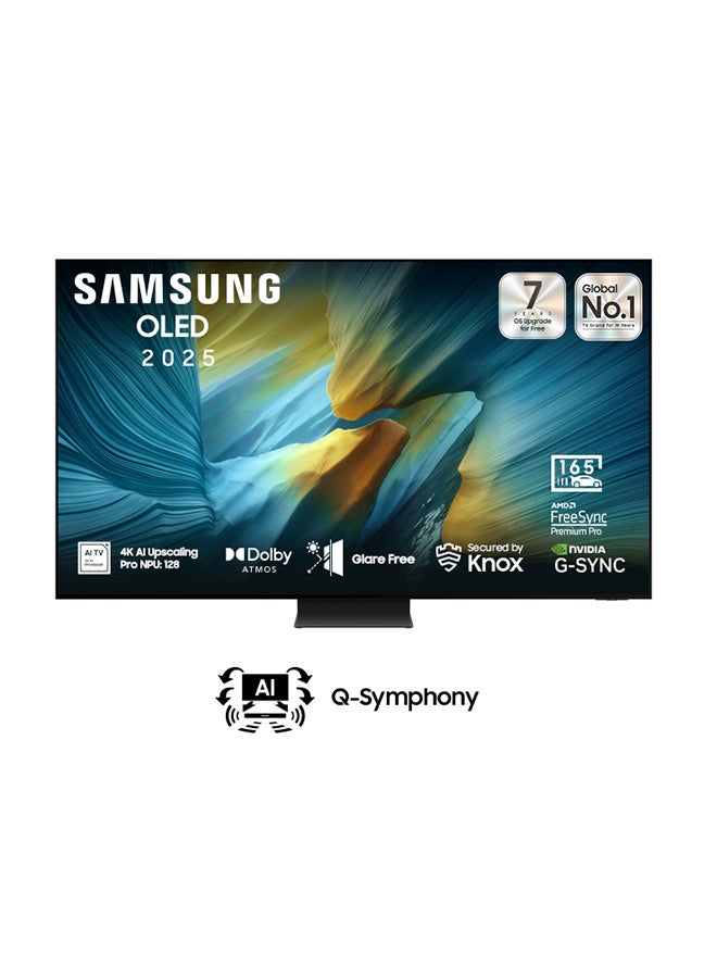 Samsung 83 Inch OLED TV, Glare Free, 4K AI Upscaling, 165Hz, Infinity One Design, Secured by Knox QA83S95FAEXSA black - Image 1