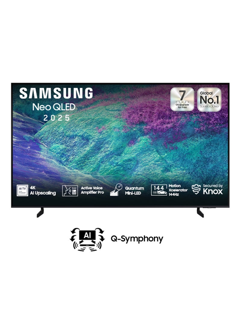 سامسونج 85 Inch NEO QLED 4K TV, 4K AI Upscaling, 144Hz, Operating System Tizen, Mini-LED, AVA Pro, Secured By Knox, Model Year 2025, 2 Year Warranty - QA85QN1EFAUXSA Black - Image 1