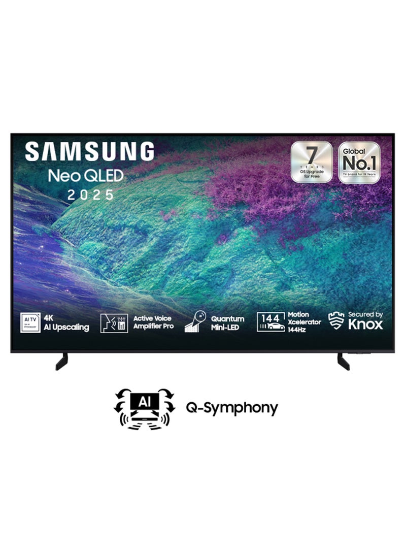 Samsung 55 Inch NEO QLED 4K TV, 4K AI Upscaling, Operating System Tizen, Motion Xcelerator Technology with a 144Hz Refresh Rate, Mini-LED, AVA Pro, Secured By Knox, Model Year 2025, 2 Year Warranty - QA55QN1EFAUXSA Black - Image 1