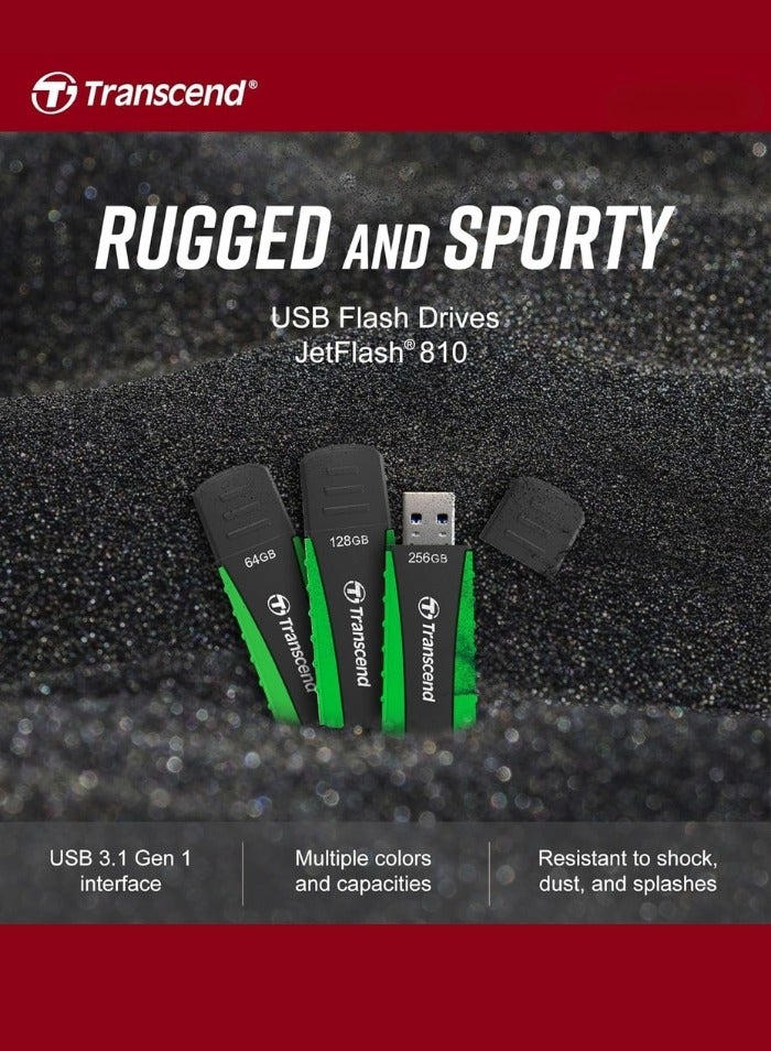 ترانسيند USB 3.1 Gen 1 Flash Drive | JetFlash 810 | TS64GJF810 256 GB  - Image 2