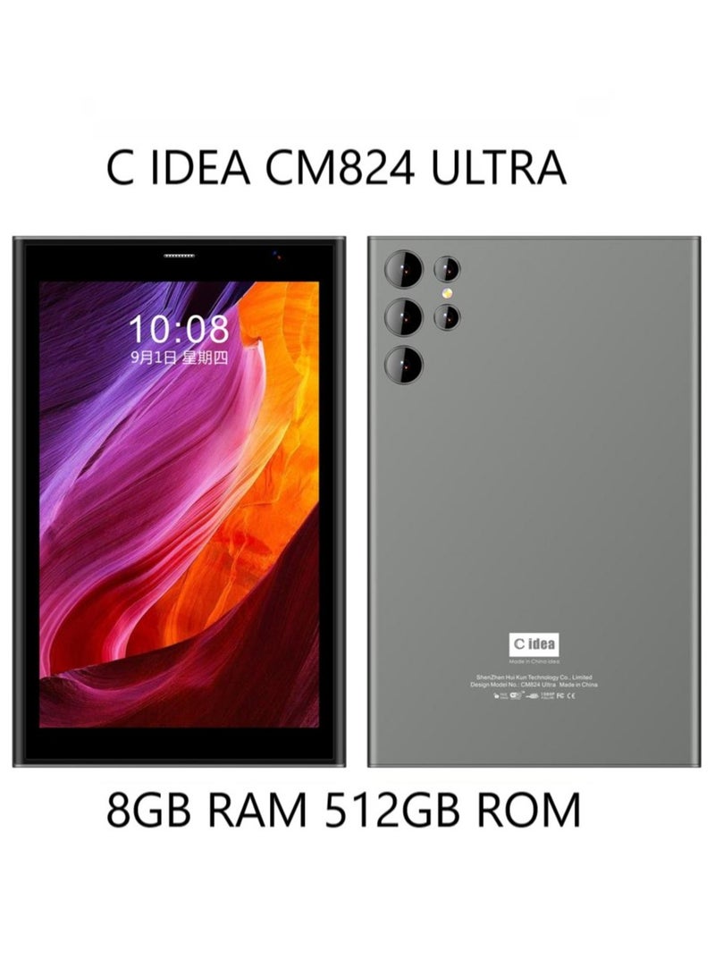 سي آيديا - CM824 Ultra  8-Inch Smart Kids Tablet Single SIM 8GB RAM 512GB 5G Silver/Grey- International Version - Image 1