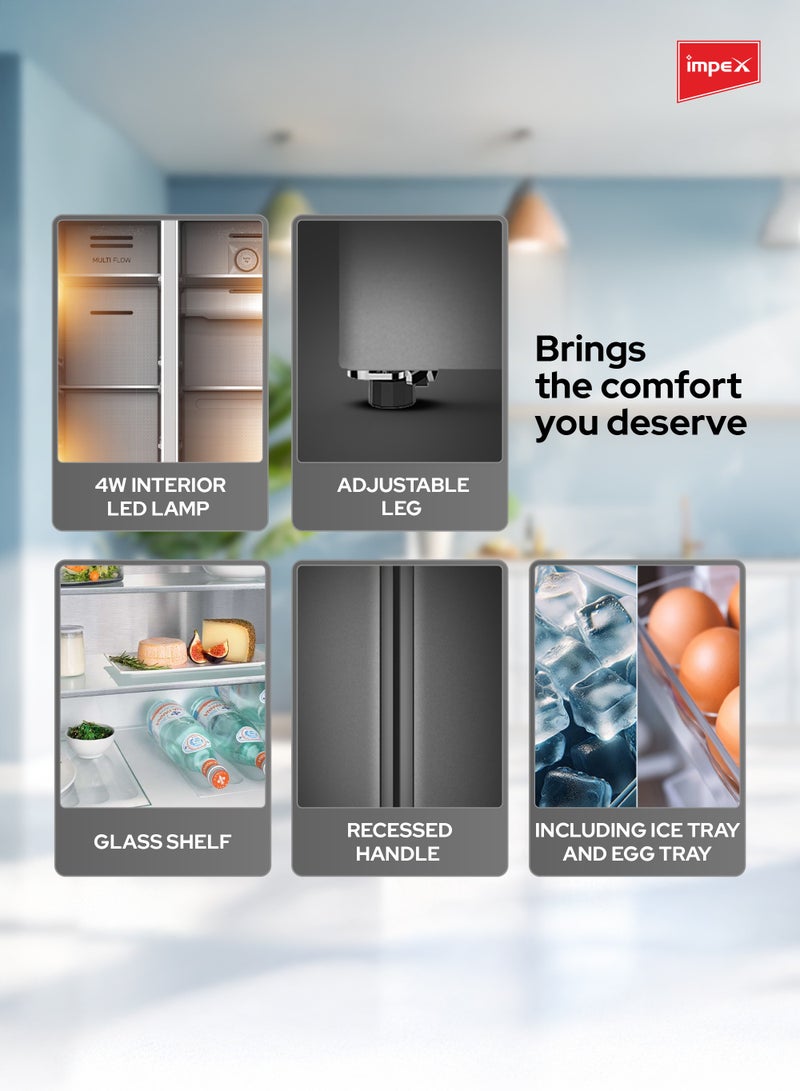 542L Side-by-Side Refrigerator with No Frost| 343L Refrigerator,186L Freezer Capacity,12L Two-Star Frozen Freezer Capacity| Digital Temperature Control| Chiller Compartment| Glass Shelves| Inox Stainless Steel| Interior Lamp| Egg Tray And Ice Tray| R600a Refrigerant IRF550SBSS Inox Stainless Steel