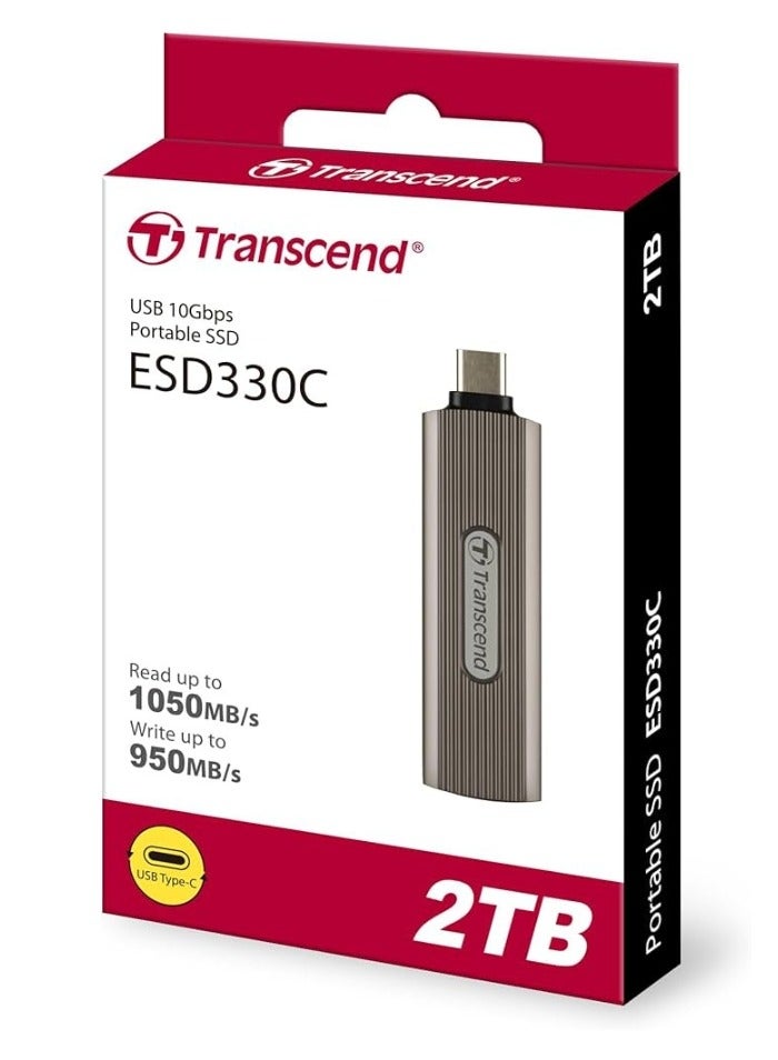 ترانسيند ESD330C External Solild State Drive | Portable SSD USB Type-C | Compatible iPhone 4K ProRes, Retractable Connector, Metal Case, Up to 1050 MB/s Speed 2 TB  - Image 2