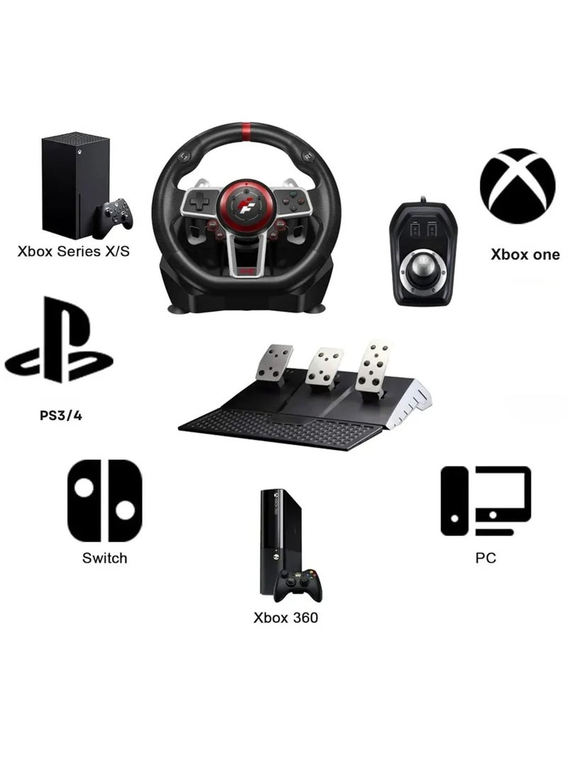 فلاشفاير - Suzuka Wheel 900R – Premium Racing Wheel with Hall Sensor Technology, 900° Adjustable Rotation, 6-Speed Shifter, Dual Vibration Motors, Multi-Platform (PS4, Xbox One, XSX/XSS, PC, Switch) – Realistic Driving Experience - Image 1
