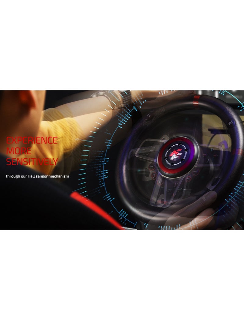 فلاشفاير - Suzuka Wheel 900R – Premium Racing Wheel with Hall Sensor Technology, 900° Adjustable Rotation, 6-Speed Shifter, Dual Vibration Motors, Multi-Platform (PS4, Xbox One, XSX/XSS, PC, Switch) – Realistic Driving Experience - Image 1