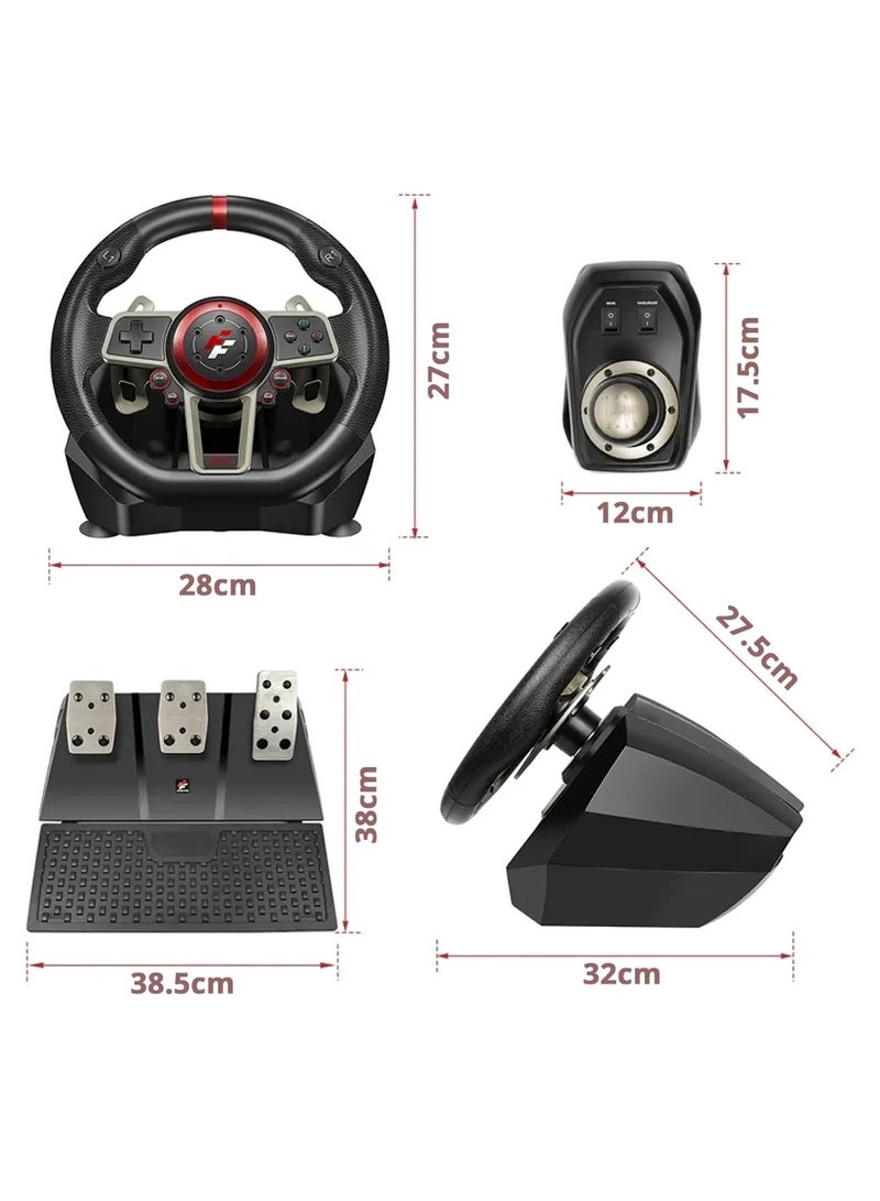 فلاشفاير - Suzuka Wheel 900R – Premium Racing Wheel with Hall Sensor Technology, 900° Adjustable Rotation, 6-Speed Shifter, Dual Vibration Motors, Multi-Platform (PS4, Xbox One, XSX/XSS, PC, Switch) – Realistic Driving Experience - Image 1