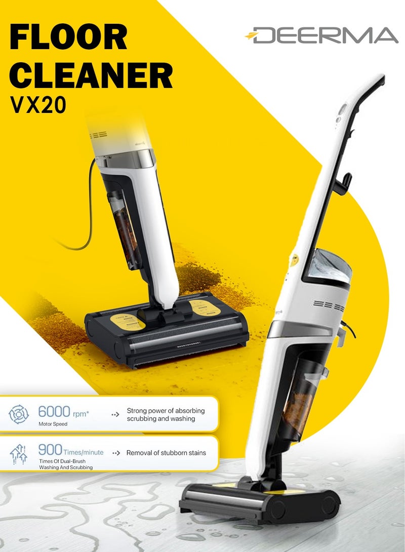 Deerma Wet & Dry Vacuum Cleaner Double Roller Brush Head 500ml Water Tank IPX4 Waterproof Smart Vacuum Cleaner 500 ml 420 W VX20 White  - Image 1