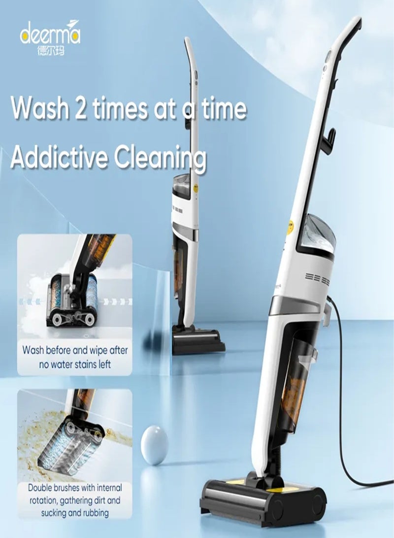 Deerma - Wet & Dry Vacuum Cleaner Double Roller Brush Head 500ml Water Tank IPX4 Waterproof Smart Vacuum Cleaner 500 ml 420 W VX20 White - Image 1