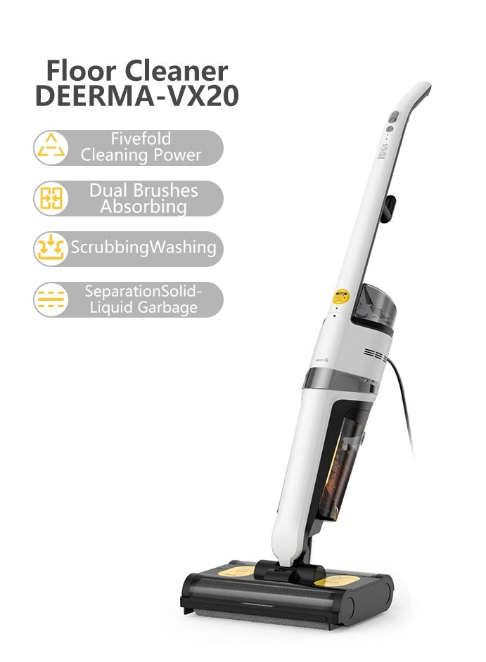 Deerma Wet & Dry Vacuum Cleaner Double Roller Brush Head 500ml Water Tank IPX4 Waterproof Smart Vacuum Cleaner 500 ml 420 W VX20 White  - Image 2