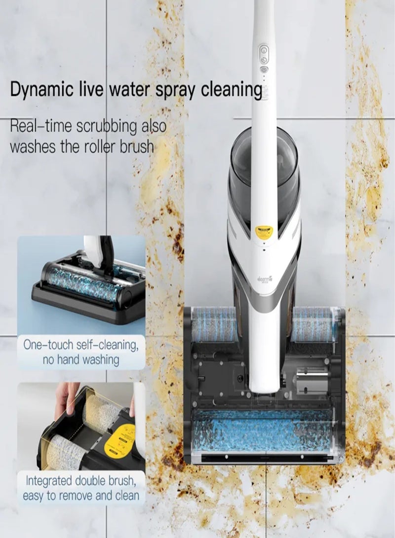 Deerma Wet & Dry Vacuum Cleaner Double Roller Brush Head 500ml Water Tank IPX4 Waterproof Smart Vacuum Cleaner 500 ml 420 W VX20 White  - Image 4