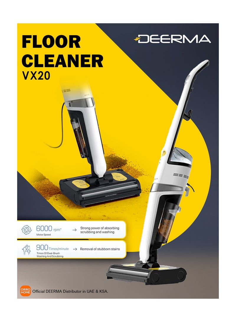 Deerma Wet & Dry Vacuum Cleaner Double Roller Brush Head 500ml Water Tank IPX4 Waterproof Smart Vacuum Cleaner 500 ml 420 W VX20 White  - Image 1