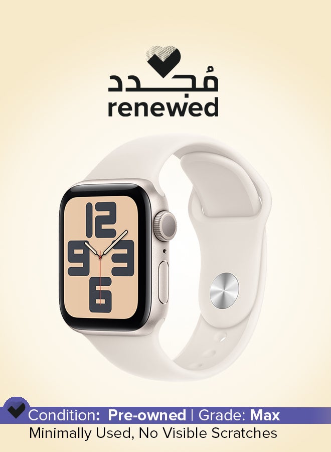 Apple Renewed - Watch SE (2024) GPS 40mm Starlight Aluminium Case Starlight Sport Band  - Image 1