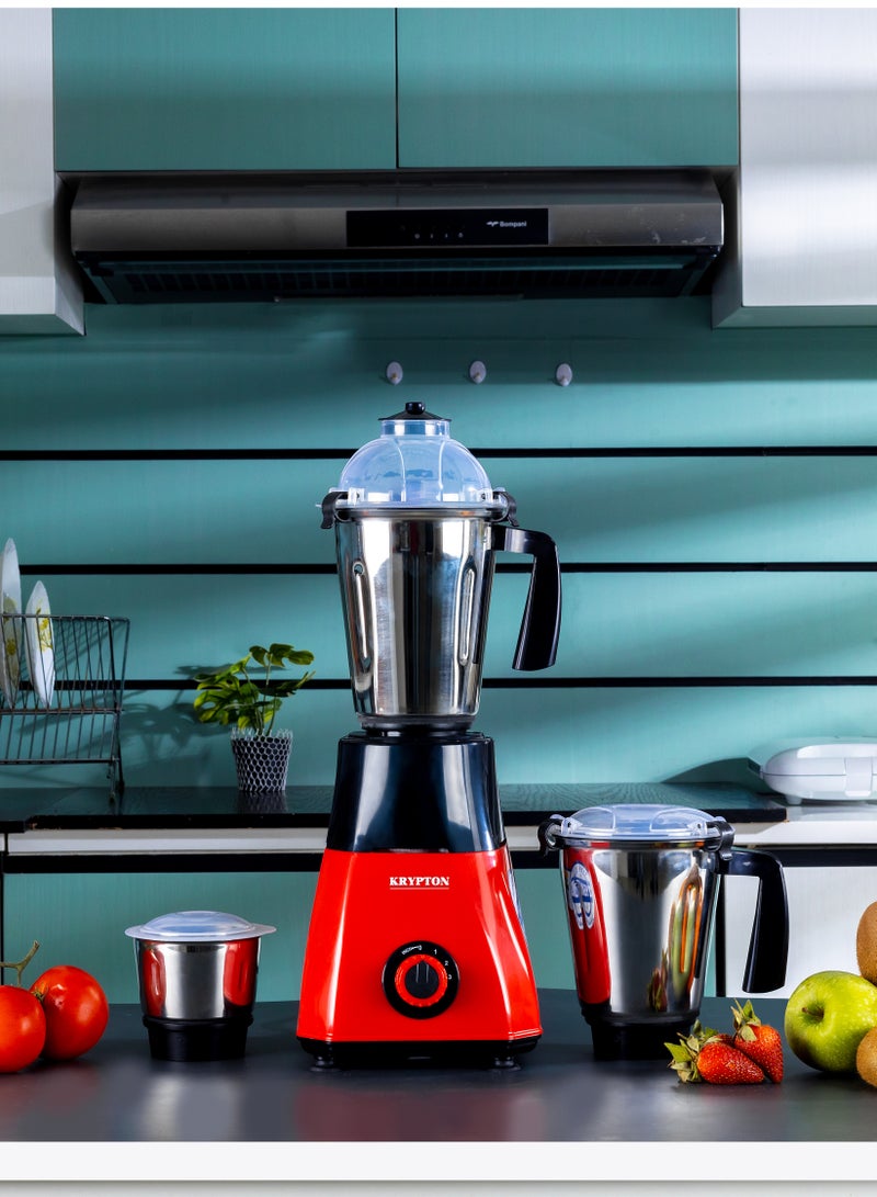 KRYPTON - 3-In-1 Mixer Grinder- Knb6425| 650W Powerful Copper Motor With Stainless Steel Jars And Blades And Unbreakable Pc Lids 650 W KNB6425 Red - Image 1