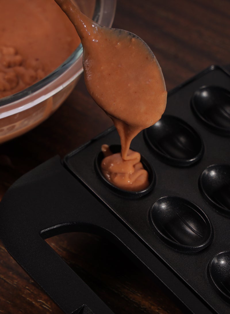 KRYPTON 12-Piece Nut Maker- Knnm6368 | 2 Slices Capacity, Non-Stick Coating| Power And Ready Indication Lights 750 W KNNM6368 Black  - Image 5