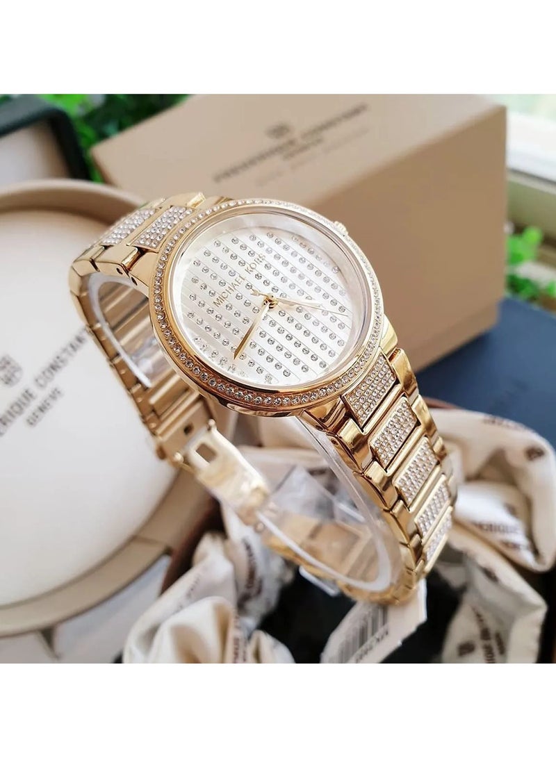 مايكل كورس Women's Stainless Steel Gold Dial Watch MK3985  - Image 3