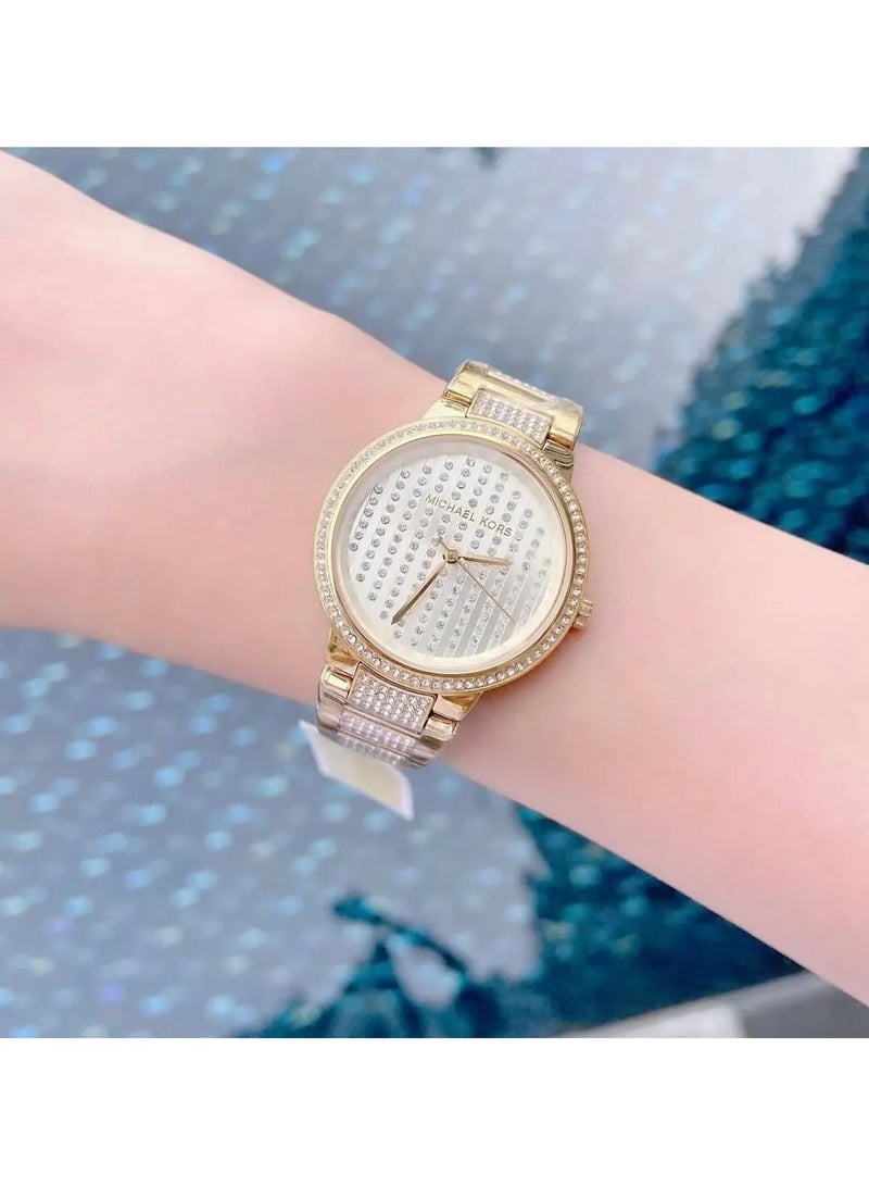 مايكل كورس Women's Stainless Steel Gold Dial Watch MK3985  - Image 4