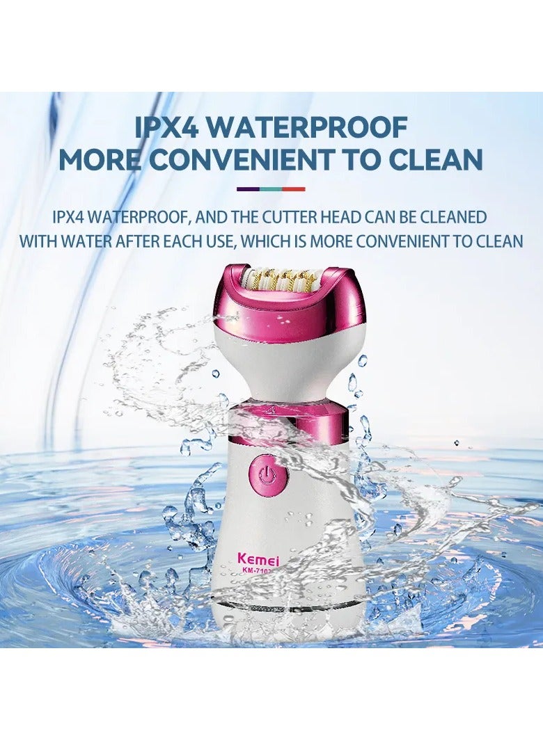 KM-7107 Waterproof 8-in-1 Hair Removal Device White/Pink