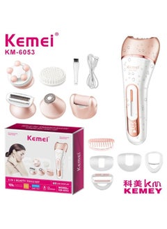 Kemei KM-6053 Rechargeable Electric Shaver for Women's Face and Body - White 