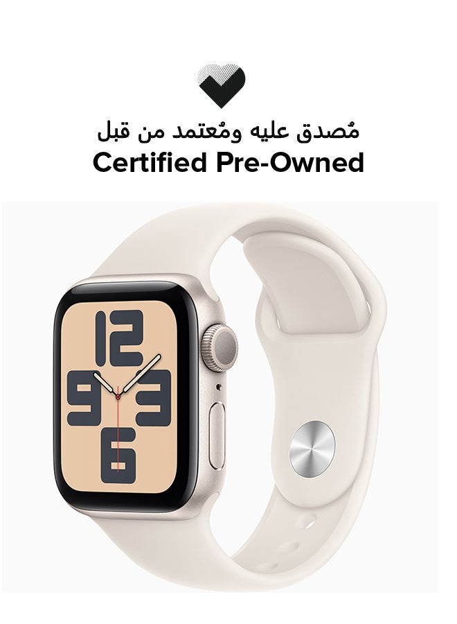 Apple Certified Pre Owned - Watch SE (2024) GPS 40mm Starlight Aluminium Case Starlight Sport Band - Image 1