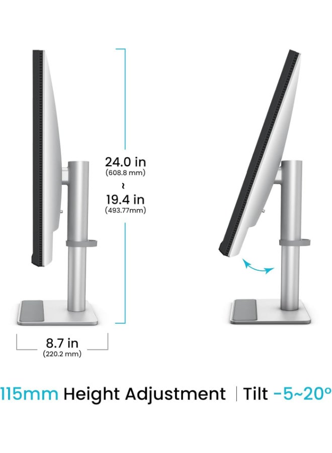 بين كيو 32" Inch 4K Monitor (3840x2160) for MacBook® Pro/Air, Dual USB-C, 90W Power Delivery, Mac Color Match, USB Hub, Brightness & Volume Control on Mac, Height & Tilt Adjustable Stand, P3 Color Gamut - MA320U | Silver  - Image 5