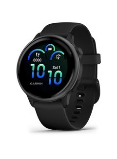 GARMIN Vívoactive 6 - 42MM - Slate with Black Band - Up to 11 Days of  Battery life  - 1.2" Amoled Display, Corning Gorilla Glass 3, Heart Rate Monitor, All day stress monitor, Smart notification, Tap to Pay, iOS and Android compatible Black  - Image 1