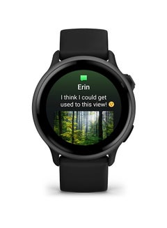 GARMIN Vívoactive 6 - 42MM - Slate with Black Band - Up to 11 Days of  Battery life  - 1.2" Amoled Display, Corning Gorilla Glass 3, Heart Rate Monitor, All day stress monitor, Smart notification, Tap to Pay, iOS and Android compatible Black  - Image 2