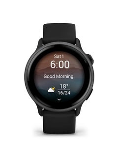 GARMIN Vívoactive 6 - 42MM - Slate with Black Band - Up to 11 Days of  Battery life  - 1.2" Amoled Display, Corning Gorilla Glass 3, Heart Rate Monitor, All day stress monitor, Smart notification, Tap to Pay, iOS and Android compatible Black  - Image 4