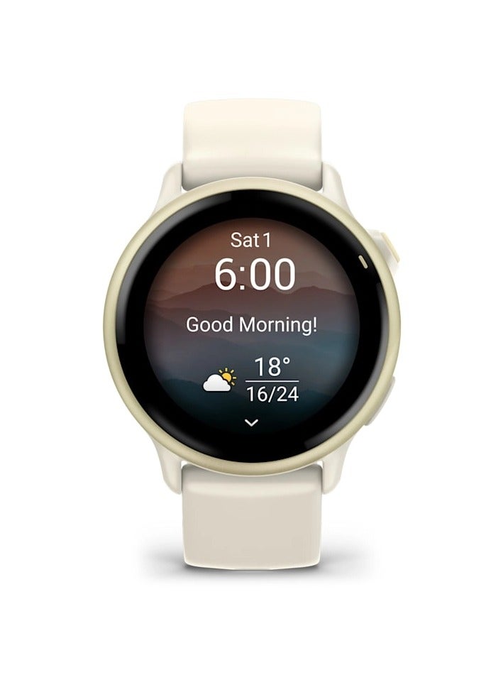 GARMIN - Vívoactive 6 - 42MM - Bone Band - Up to 11 Days of  Battery life  - 1.2" Amoled Display, Corning Gorilla Glass 3, Heart Rate Monitor, All day stress monitor, Smart notification, Tap to Pay, iOS and Android compatible Lunar Gold - Image 1