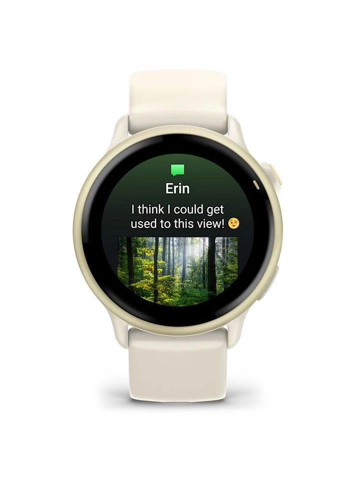 GARMIN - Vívoactive 6 - 42MM - Bone Band - Up to 11 Days of  Battery life  - 1.2" Amoled Display, Corning Gorilla Glass 3, Heart Rate Monitor, All day stress monitor, Smart notification, Tap to Pay, iOS and Android compatible Lunar Gold - Image 1