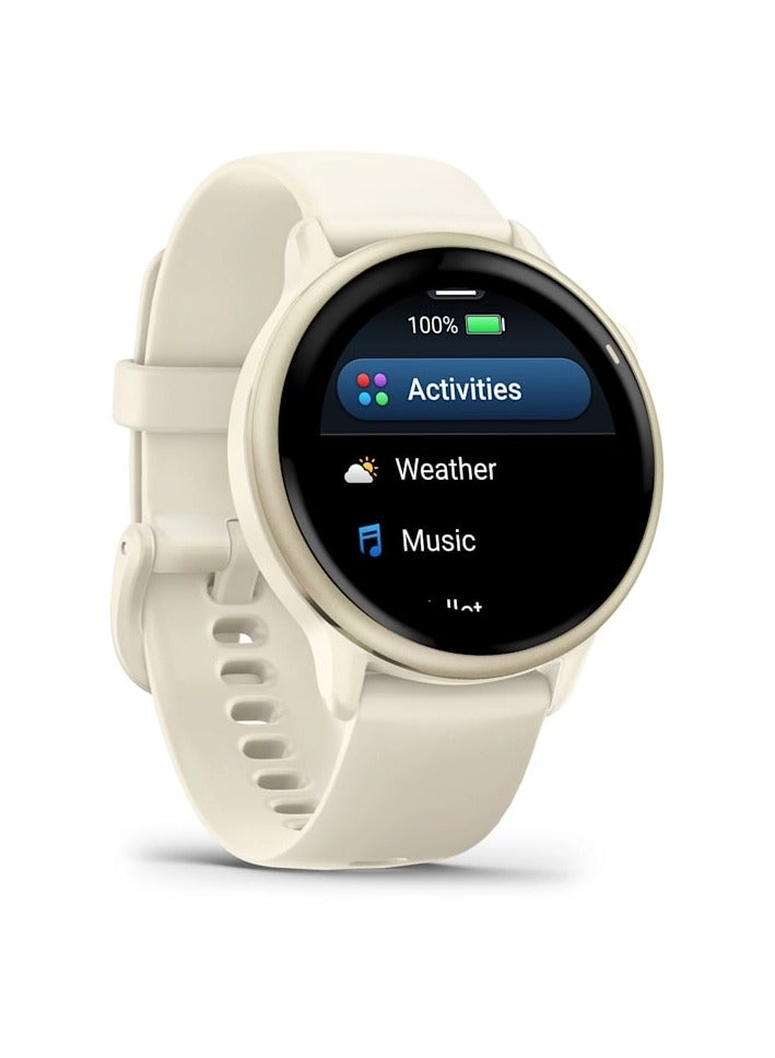 GARMIN - Vívoactive 6 - 42MM - Bone Band - Up to 11 Days of  Battery life  - 1.2" Amoled Display, Corning Gorilla Glass 3, Heart Rate Monitor, All day stress monitor, Smart notification, Tap to Pay, iOS and Android compatible Lunar Gold - Image 1