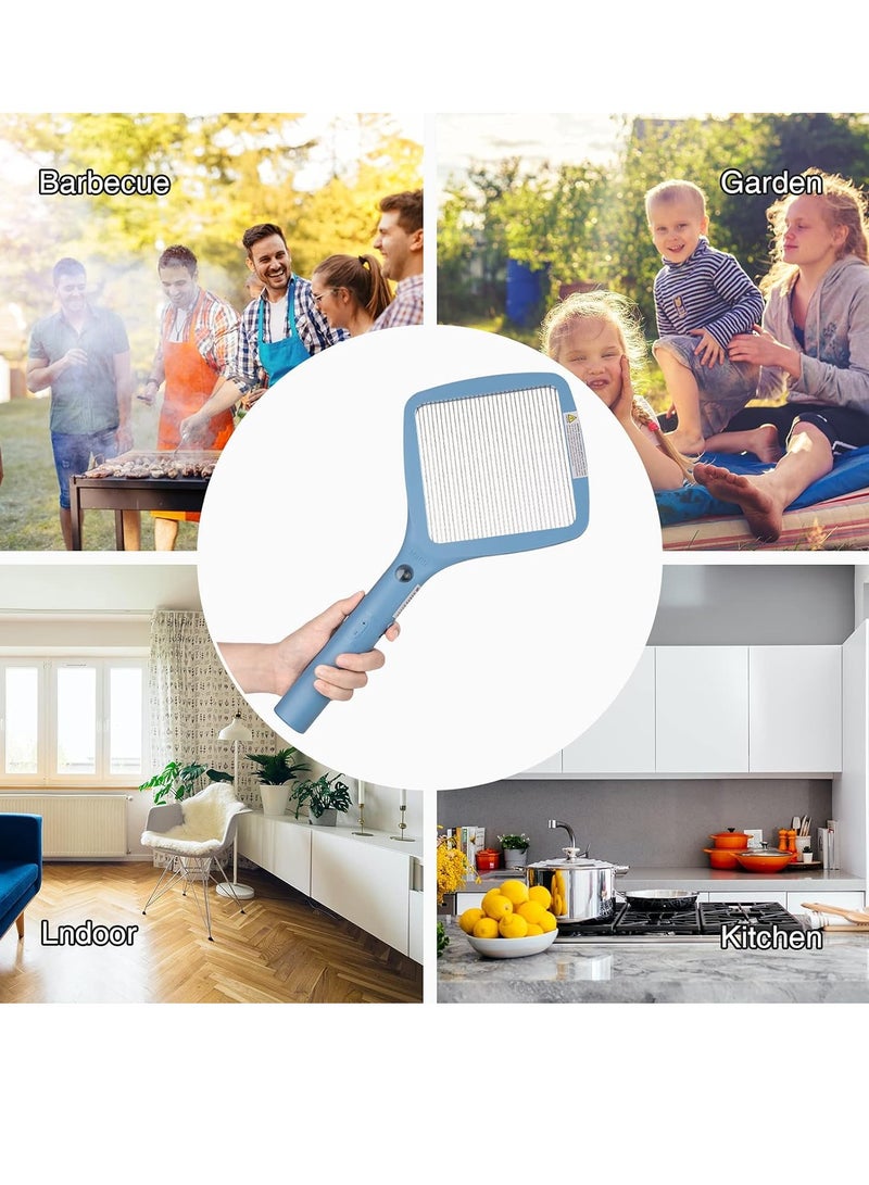 Home Care Electric Fly Swatter Rechargeable Mosquito Zapper Bug Zapper Racket Fly Killer Indoor Outdoor Light Camping Accessories (Blue)  - Image 4