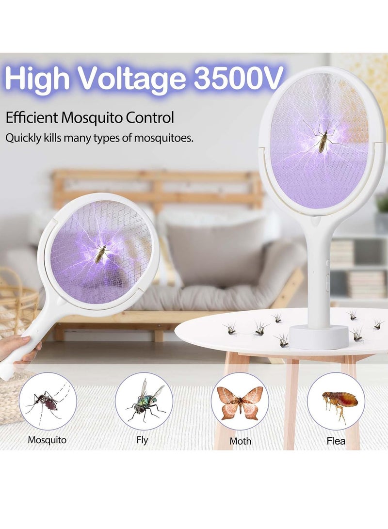 Home Care Electric Fly Swatter, 3500V Rotating Head Bug Zapper Racket with Telescopic Extension 1200mAh Rechargeable Mosquito Swatter Mosquito Killer Lamp with Base for Indoor and Outdoor 4060460702957  - Image 2