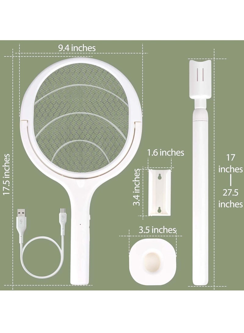Home Care Electric Fly Swatter, 3500V Rotating Head Bug Zapper Racket with Telescopic Extension 1200mAh Rechargeable Mosquito Swatter Mosquito Killer Lamp with Base for Indoor and Outdoor 4060460702957  - Image 3