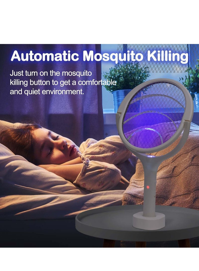 Home Care Electric Fly Swatter, 3500V Rotating Head Bug Zapper Racket with Telescopic Extension 1200mAh Rechargeable Mosquito Swatter Mosquito Killer Lamp with Base for Indoor and Outdoor 4060460702957  - Image 5