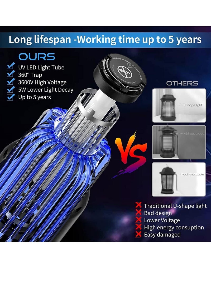 Home Care Electric Bug Zapper for Indoor Outdoor, 2000V High Powered UV Light Mosquito Zapper Killer, Waterproof Pest Control Insect Fly Trap Equipped 60inch USB Cable for Home, Patio, Backyard, Camping  - Image 4