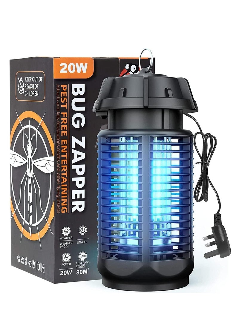 Home Care Mosquito Killer Lamp 20W UV Electric Fly Zapper Waterproof Light Portable Bug Zapper, Moth, Gnat, Flies Pest Control Repeller Catcher with Standard UK Plug for Indoor, Black  - Image 1