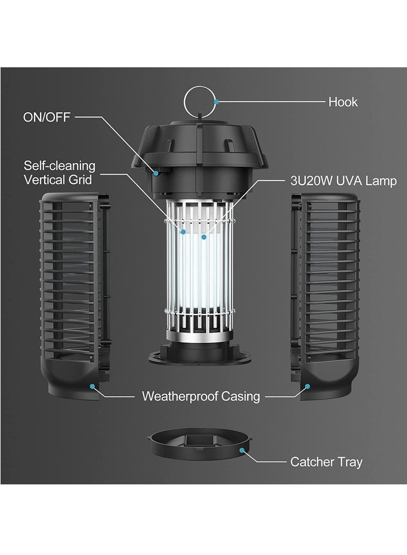 Home Care Mosquito Killer Lamp 20W UV Electric Fly Zapper Waterproof Light Portable Bug Zapper, Moth, Gnat, Flies Pest Control Repeller Catcher with Standard UK Plug for Indoor, Black  - Image 5