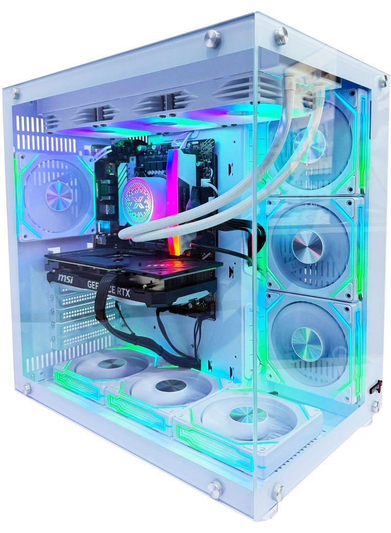 سيت أب ماستر - كمبيوتر ألعاب RTX 4060، معالج Intel i7-12700F، لوحة أم B760M-K D5، ذاكرة وصول عشوائي دي دي ار 5 سعة 16 جيجابايت، قرص اس اس دي M.2 سعة 1 تيرابايت، هيكل 7 مراوح، نظام تشغيل ويندوز 11 Pro أبيض - Image 1