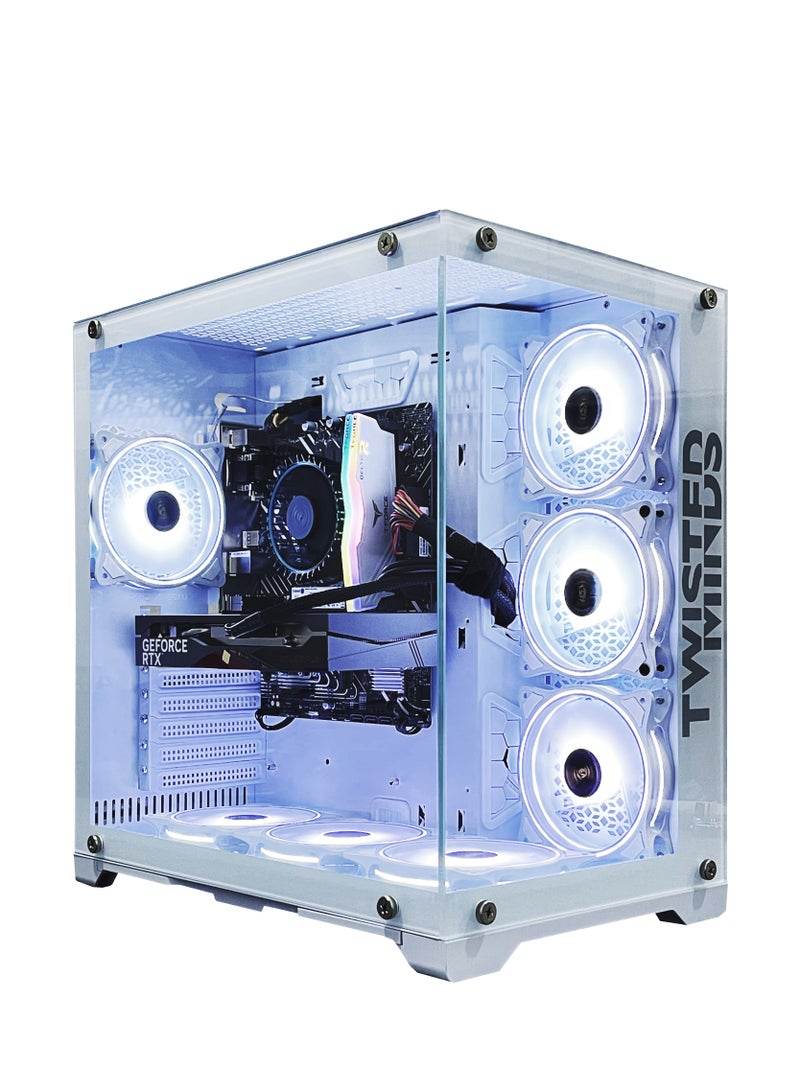 سيت أب ماستر - Gaming Pc with Intel Core i5-14400F Processor, H610M-E D4 Motherboard,DDR4 16GB RAM RGB, 1TB M.2 SSD, NVIDIA GeForce RTX 4060 Graphics Card, 7 Fan Case White RGB Remote Control with Windows 11 Pro White - Image 1