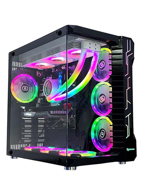 كمبيوتر ألعاب بمعالج Intel Core i5-13400F، ولوحة أم H610M-E D4، وذاكرة وصول عشوائي دي دي ار 4 سعة 16 جيجابايت، ومحرك أقراص صلبة M.2 اس اس دي سعة 1 تيرابايت، وبطاقة رسومات انيفيديا جي فورس ار تي اكس3060، ومبرد مياه 360، وهيكل معدني بمروحة 7، ونظام تشغيل ويندوز11 Pro أسود