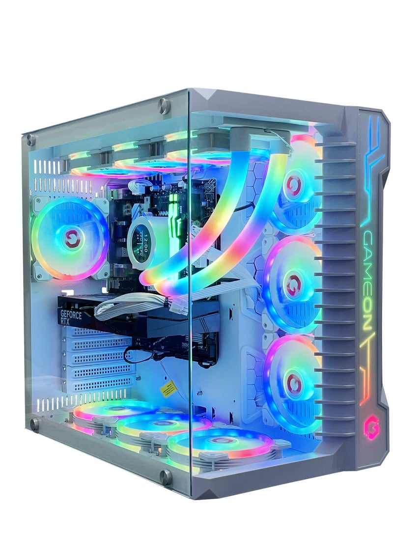 سيت أب ماستر - Gaming Pc with Intel Core i7-14700K Processor, B760M-K Motherboard, DDR5 16GB RAM RGB, 1TB M.2 SSD, NVIDIA GeForce RTX 4060ti 8GB Graphics Card, 360 Water Cooler, 7 Fan Case Whitewith Windows 11 Pro White - Image 1