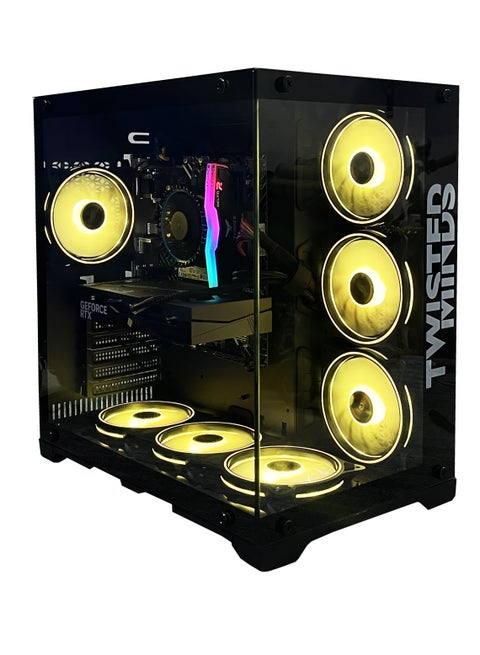كمبيوتر ألعاب بمعالج Intel Core i5-12400F، ولوحة أم H610M-E D4، وذاكرة وصول عشوائي دي دي ار 4 سعة 16 جيجابايت، ومحرك أقراص صلبة M.2 سعة 1 تيرابايت، وبطاقة رسومات انيفيديا جي فورس ار تي اكس4060، وهيكل أسود مزود بـ 7 مراوح، وجهاز تحكم عن بعد RGB مع نظام التشغيل ويندوز 11 Pro أسود