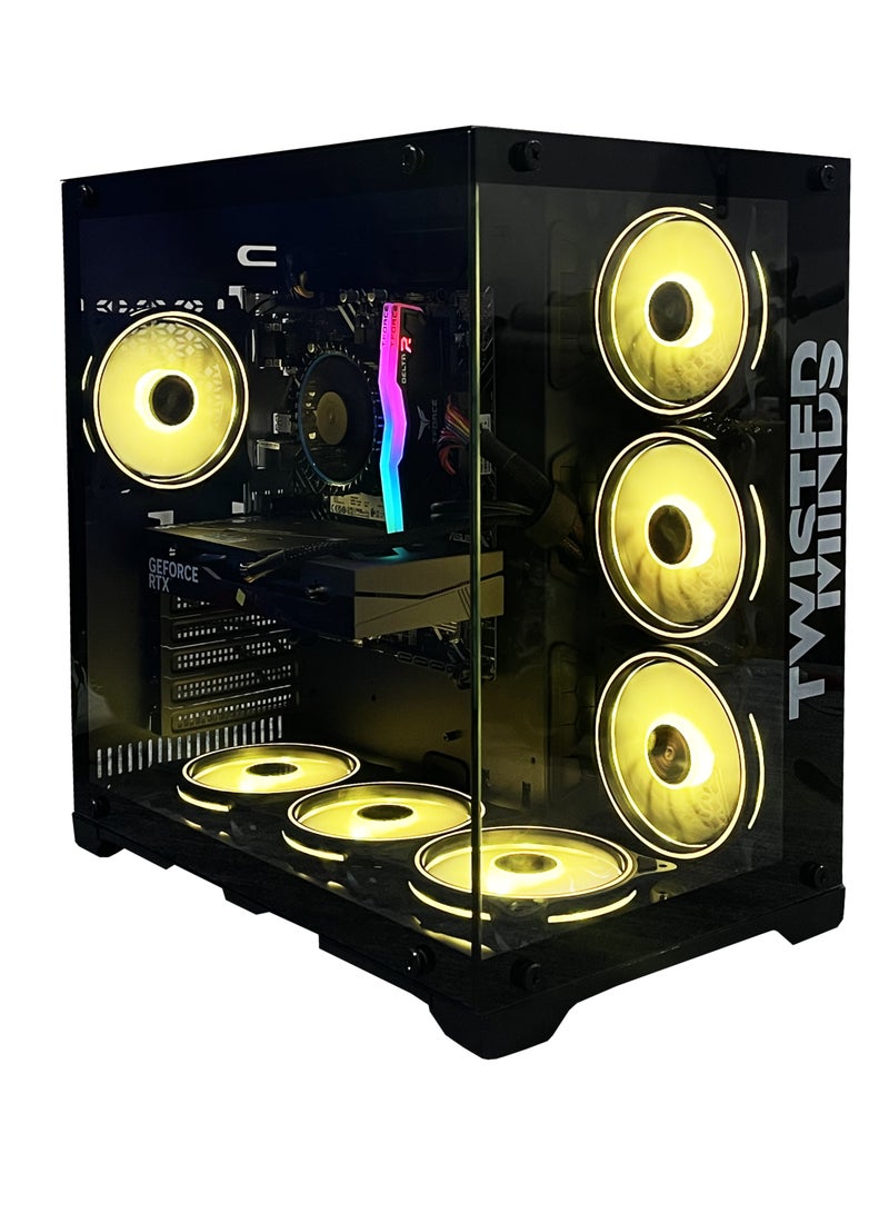سيت أب ماستر - Gaming Pc with Intel Core i5-12400F Processor, H610M-E D4 Motherboard, DDR4 16GB RAM RGB, 1TB M.2 SSD, NVIDIA GeForce RTX 4060 Graphics Card, 7 Fan Case Black  RGB Remote Control with Windows 11 Pro Black - Image 1