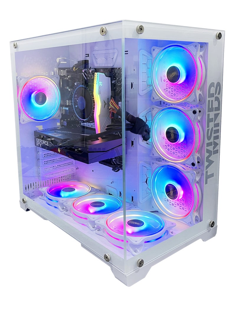 سيت أب ماستر كمبيوتر ألعاب بمعالج Intel Core i5-12400F، ولوحة أم H610M-E D4، وذاكرة وصول عشوائي دي دي ار 4 سعة 16 جيجابايت، ومحرك أقراص صلبة M.2 سعة 1 تيرابايت، وبطاقة رسومات انيفيديا جي فورس ار تي اكس4060، وهيكل مزود بـ 7 مراوح، وجهاز تحكم عن بعد RGB أبيض، ونظام تشغيل ويندوز 11 Pro أبيض  - Image 1