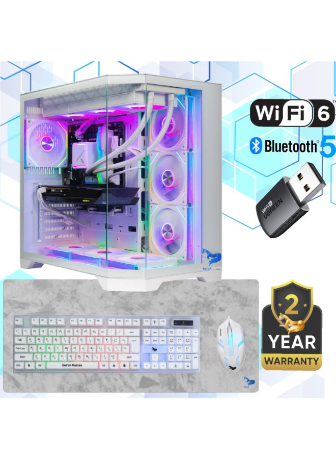 سيت أب ماستر كمبيوتر ألعاب بمعالج Intel i7-14700K/بطاقة رسومات انيفيديا جي فورس ار تي اكس5070/ذاكرة وصول عشوائي (RAM) سعة 16 جيجابايت دي دي ار 5/قرص صلب اس اس دي سعة 1 تيرابايت/نظام تشغيل ويندوز11 Pro/أبيض - Image 1