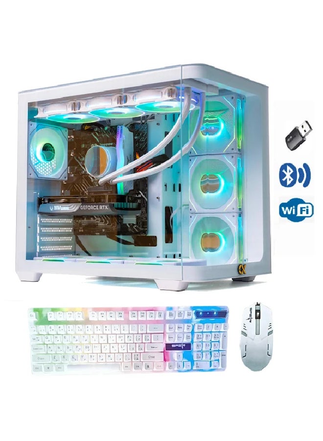 Setup Master Gaming PC With Intel Core i5-12400F Processor/Nvidia GeForce RTX 3050 Graphics Card/H610M-E D4 Motherboard/16GB RAM DDR4/1TB M.2 SSD/Windows 11 Pro/7 Fans Case White RGB+ Mouse and Keyboard White - Image 1